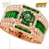 Nhẫn nam vàng hồng Au750 đính sapphire xanh lá
