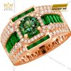 Nhẫn nam vàng hồng Au750 đính sapphire xanh lá