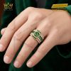 Nhẫn nam vàng hồng Au750 đính sapphire xanh lá