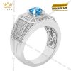Nhẫn nam vàng trắng Au750 đính đá Topaz