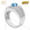 Nhẫn nam vàng trắng Au750 đính đá Topaz