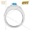 Nhẫn nam vàng trắng Au750 đính đá Topaz
