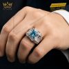Nhẫn nam vàng trắng Au750 đính đá Topaz