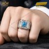 Nhẫn nam vàng trắng Au750 đính đá Topaz