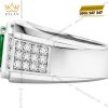 Nhẫn nam vàng trắng Au750 đính ngọc lục bảo