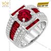 Nhẫn nam vàng trắng Au750 đính sapphire đỏ