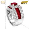 Nhẫn nam vàng trắng Au750 đính sapphire đỏ