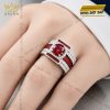 Nhẫn nam vàng trắng Au750 đính sapphire đỏ