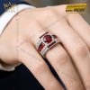 Nhẫn nam vàng trắng Au750 đính sapphire đỏ