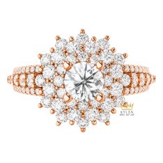 Nhẫn nữ vàng hồng Au750 đính kim cương