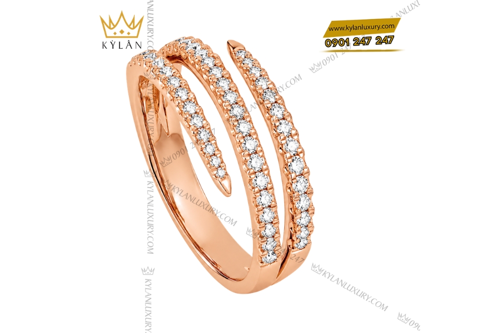 Kỳ Lân Luxury Nhan nu vang hong Au750 dinh kim cuong 3 1 Nhẫn nữ vàng hồng Au750 đính kim cương