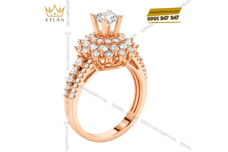 Nhẫn nữ vàng hồng Au750 đính kim cương