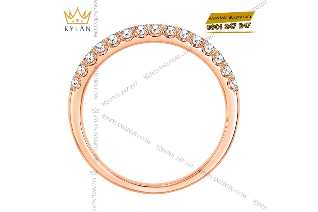 Kỳ Lân Luxury Nhan nu vang hong Au750 dinh kim cuong 4 1 Nhẫn nữ vàng hồng Au750 đính kim cương