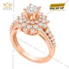 Nhẫn nữ vàng hồng Au750 đính kim cương