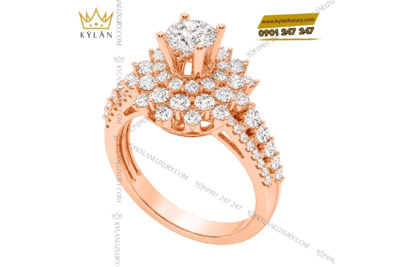 Nhẫn nữ vàng hồng Au750 đính kim cương