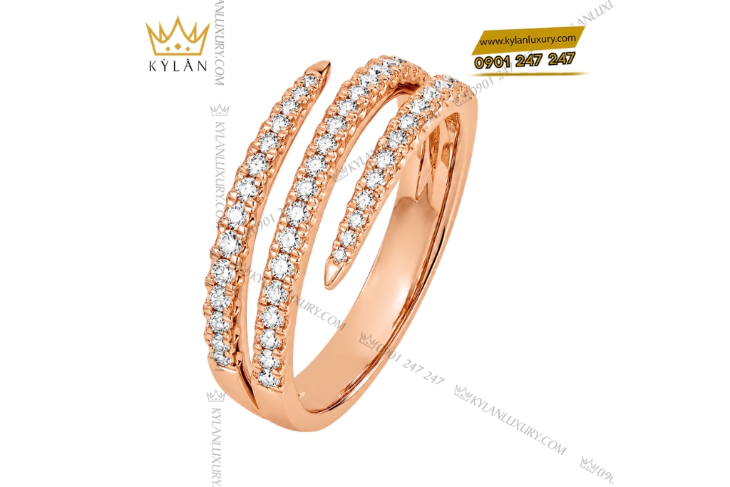Nhẫn nữ vàng hồng Au750 đính kim cương