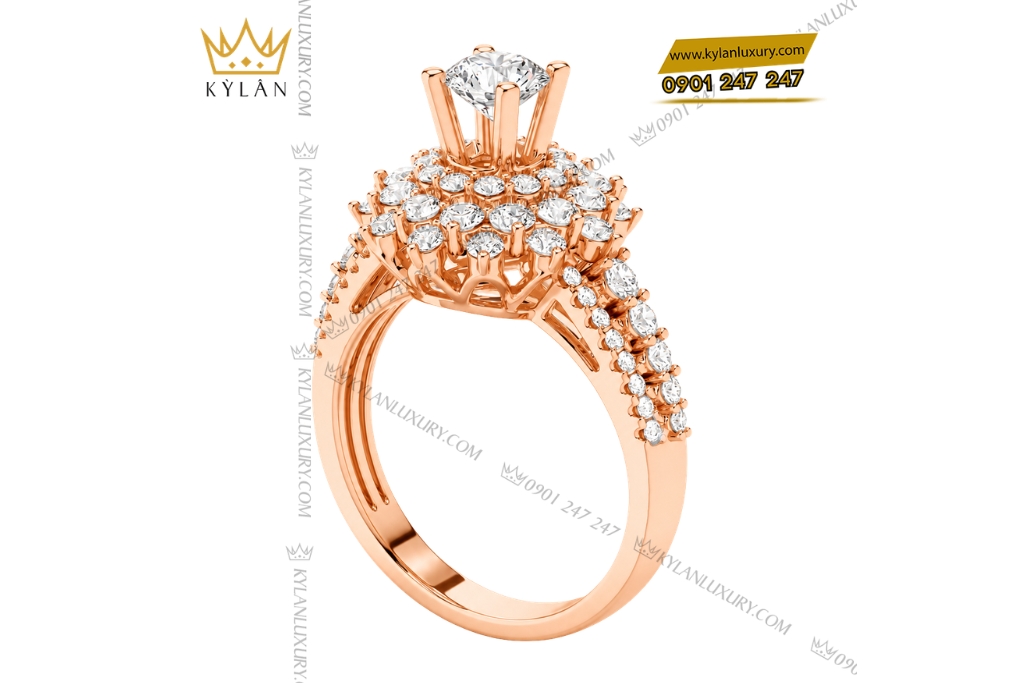 Kỳ Lân Luxury Nhan nu vang hong Au750 dinh kim cuong 5 Nhẫn nữ vàng hồng Au750 đính kim cương