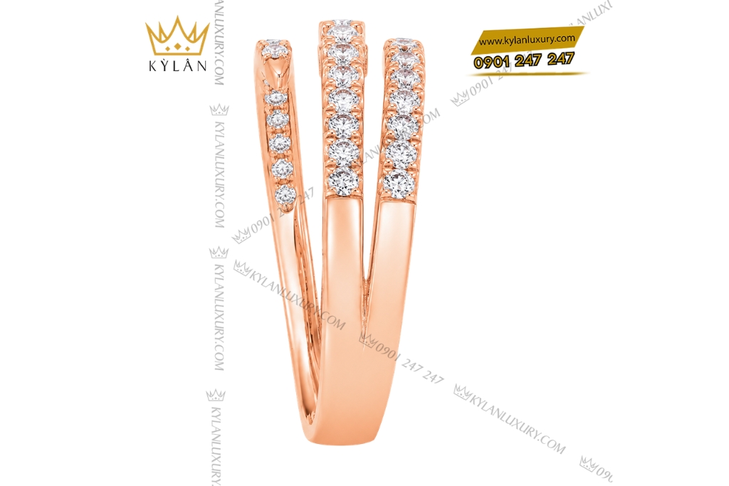 Nhẫn nữ vàng hồng Au750 đính kim cương