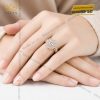 Nhẫn nữ vàng hồng Au750 đính kim cương