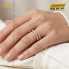 Nhẫn nữ vàng hồng Au750 đính kim cương