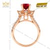 Nhẫn nữ vàng hồng Au750 đính sapphire đỏ
