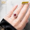 Nhẫn nữ vàng hồng Au750 đính sapphire đỏ