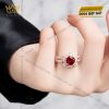 Nhẫn nữ vàng hồng Au750 đính sapphire đỏ