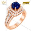 Nhẫn nữ vàng hồng Au750 đính sapphire xanh