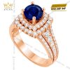 Nhẫn nữ vàng hồng Au750 đính sapphire xanh
