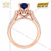 Nhẫn nữ vàng hồng Au750 đính sapphire xanh