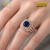 Nhẫn nữ vàng hồng Au750 đính sapphire xanh