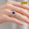 Nhẫn nữ vàng hồng Au750 đính sapphire xanh