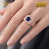 Nhẫn nữ vàng hồng Au750 đính sapphire xanh