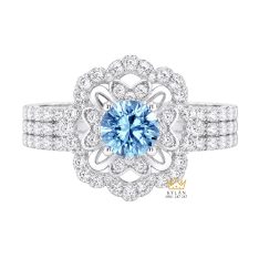 Nhẫn nữ vàng trắng Au750 đính đá Topaz