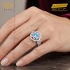 Nhẫn nữ vàng trắng Au750 đính đá Topaz