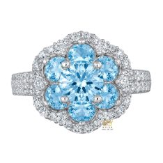 Nhẫn nữ vàng trắng Au750 đính đá Topaz