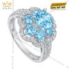 Nhẫn nữ vàng trắng Au750 đính đá Topaz