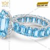 Nhẫn nữ vàng trắng Au750 đính đá Topaz