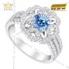 Nhẫn nữ vàng trắng Au750 đính đá Topaz