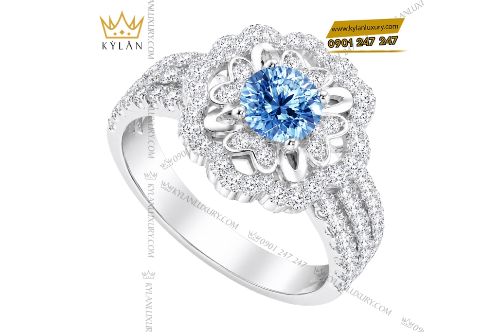 Kỳ Lân Luxury Nhan nu vang trang Au750 dinh da Topaz 3 2 Nhẫn nữ vàng trắng Au750 đính đá Topaz