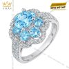 Nhẫn nữ vàng trắng Au750 đính đá Topaz