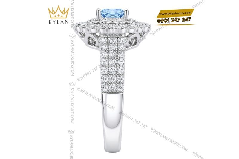 Nhẫn nữ vàng trắng Au750 đính đá Topaz