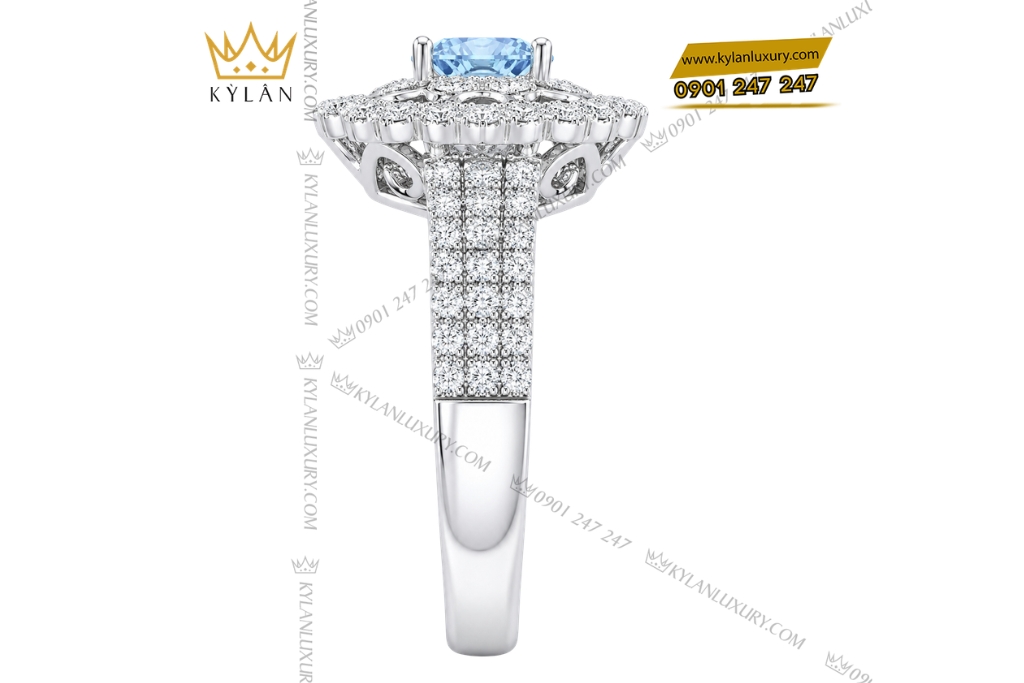 Kỳ Lân Luxury Nhan nu vang trang Au750 dinh da Topaz 4 2 Nhẫn nữ vàng trắng Au750 đính đá Topaz