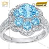 Nhẫn nữ vàng trắng Au750 đính đá Topaz