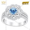 Nhẫn nữ vàng trắng Au750 đính đá Topaz