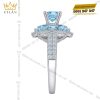 Nhẫn nữ vàng trắng Au750 đính đá Topaz