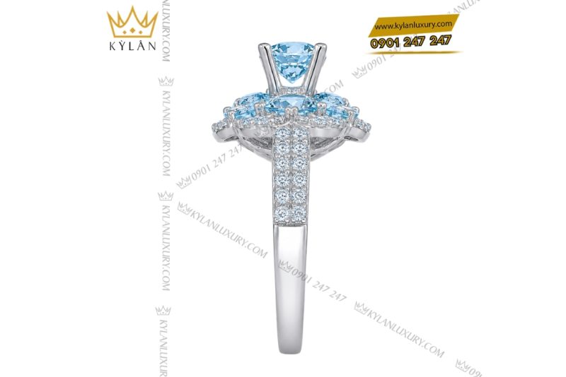 Nhẫn nữ vàng trắng Au750 đính đá Topaz