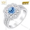 Nhẫn nữ vàng trắng Au750 đính đá Topaz