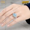 Nhẫn nữ vàng trắng Au750 đính đá Topaz