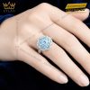 Nhẫn nữ vàng trắng Au750 đính đá Topaz